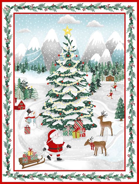 silver metallic christmas fabric|vintage christmas fabric panels.